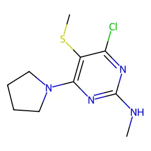 4-chloro-N-methyl-5-(methylsulfanyl)-6-(1-pyrrolidinyl)-2-pyrimidinamine structure