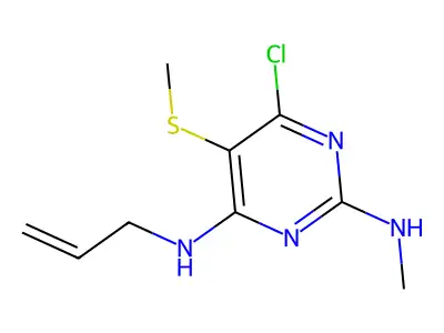 N~4~-allyl-6-chloro-N~2~-methyl-5-(methylsulfanyl)-2,4-pyrimidinediamine structure