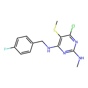 6-chloro-N~4~-(4-fluorobenzyl)-N~2~-methyl-5-(methylsulfanyl)-2,4-pyrimidinediamine structure