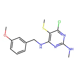 6-chloro-N~4~-(3-methoxybenzyl)-N~2~-methyl-5-(methylsulfanyl)-2,4-pyrimidinediamine structure
