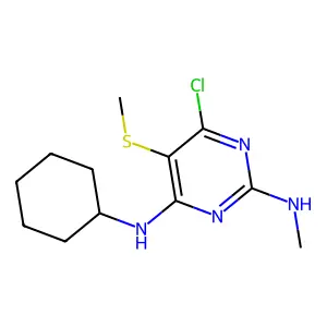 N-[4-chloro-6-(cyclohexylamino)-5-(methylsulfanyl)-2-pyrimidinyl]-N-methylamine structure