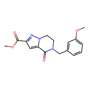 methyl 5-(3-methoxybenzyl)-4-oxo-4,5,6,7-tetrahydropyrazolo[1,5-a]pyrazine-2-carboxylate structure