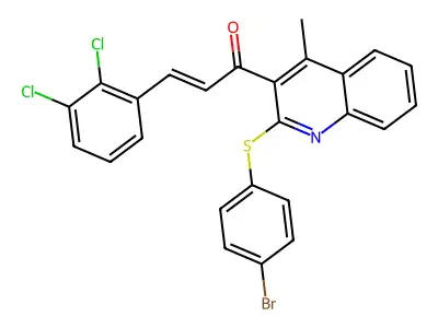 1-[2-(4-bromophenyl)sulfanyl-4-methylquinolin-3-yl]-3-(2,3-dichlorophenyl)prop-2-en-1-one structure