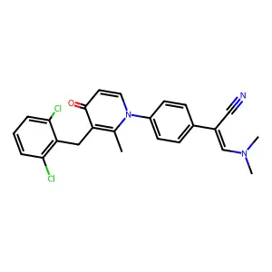 (Z)-2-{4-[3-(2,6-dichlorobenzyl)-2-methyl-4-oxo-1(4H)-pyridinyl]phenyl}-3-(dimethylamino)-2-propenenitrile structure