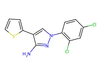 1-(2,4-dichlorophenyl)-4-(2-thienyl)-1H-pyrazol-3-amine structure