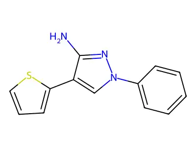 1-phenyl-4-(2-thienyl)-1H-pyrazol-3-ylamine structure