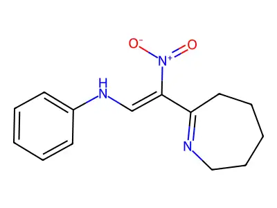 N-[(Z)-2-nitro-2-(3,4,5,6-tetrahydro-2H-azepin-7-yl)ethenyl]aniline structure