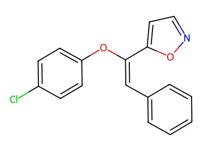 5-[(E)-1-(4-chlorophenoxy)-2-phenylethenyl]-1,2-oxazole structure