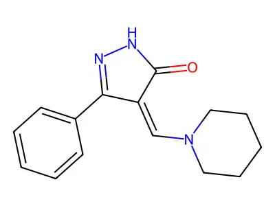 3-phenyl-4-(piperidin-1-ylmethylidene)-1H-pyrazol-5-one structure
