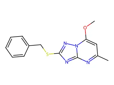 2-(Benzylsulfanyl)-5-methyl[1,2,4]triazolo[1,5-a]pyrimidin-7-yl methyl ether structure