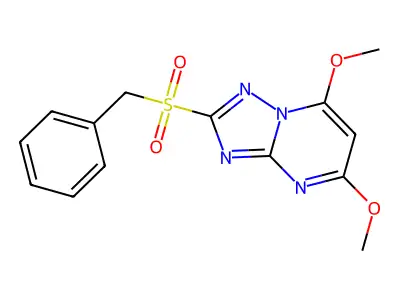 2-(Benzylsulfonyl)-5,7-dimethoxy[1,2,4]triazolo[1,5-a]pyrimidine structure
