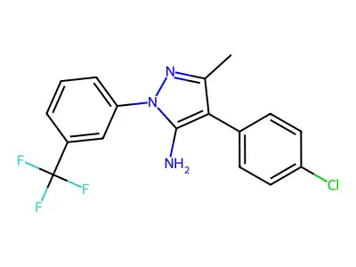 4-(4-chlorophenyl)-3-methyl-1-[3-(trifluoromethyl)phenyl]-1H-pyrazol-5-ylamine structure