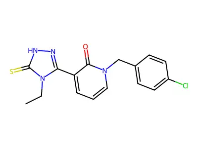 1-(4-chlorobenzyl)-3-(4-ethyl-5-sulfanyl-4H-1,2,4-triazol-3-yl)-2(1H)-pyridinone structure
