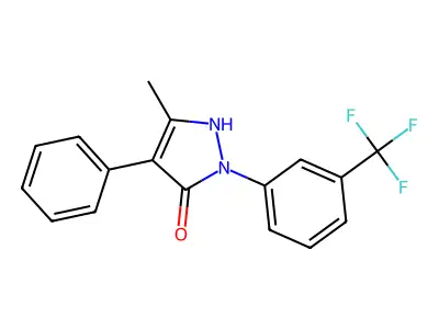 5-methyl-4-phenyl-2-[3-(trifluoromethyl)phenyl]-1H-pyrazol-3-one structure