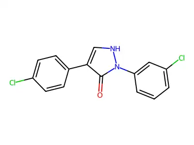 2-(3-chlorophenyl)-4-(4-chlorophenyl)-1H-pyrazol-3-one structure