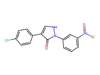 4-(4-chlorophenyl)-2-(3-nitrophenyl)-1,2-dihydro-3H-pyrazol-3-one structure