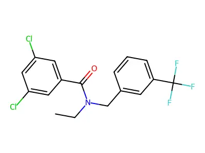 3,5-dichloro-N-ethyl-N-[3-(trifluoromethyl)benzyl]benzenecarboxamide structure