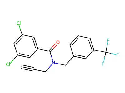 3,5-dichloro-N-(2-propynyl)-N-[3-(trifluoromethyl)benzyl]benzenecarboxamide structure