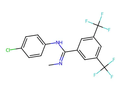 N-(4-chlorophenyl)-N'-methyl-3,5-bis(trifluoromethyl)benzenecarboximidamide structure
