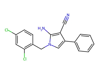 2-amino-1-(2,4-dichlorobenzyl)-4-phenyl-1H-pyrrole-3-carbonitrile structure