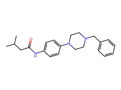 N-[4-(4-benzylpiperazino)phenyl]-3-methylbutanamide structure