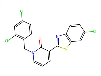 3-(6-chloro-1,3-benzothiazol-2-yl)-1-(2,4-dichlorobenzyl)-2(1H)-pyridinone structure