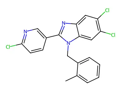 5,6-dichloro-2-(6-chloro-3-pyridinyl)-1-(2-methylbenzyl)-1H-1,3-benzimidazole structure