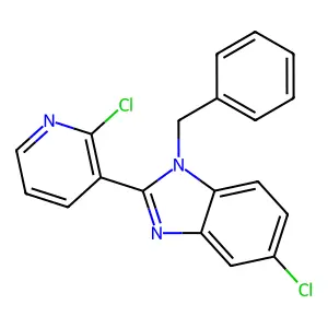 1-benzyl-5-chloro-2-(2-chloro-3-pyridinyl)-1H-1,3-benzimidazole structure