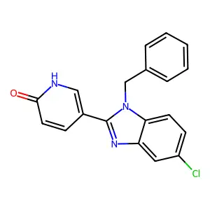 5-(1-benzyl-5-chloro-1H-1,3-benzimidazol-2-yl)-2(1H)-pyridinone structure