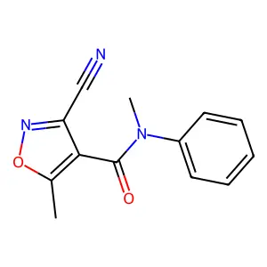 3-cyano-N,5-dimethyl-N-phenyl-4-isoxazolecarboxamide structure