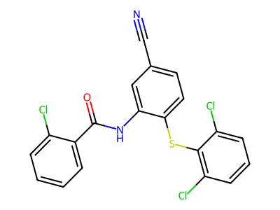 2-chloro-N-{5-cyano-2-[(2,6-dichlorophenyl)sulfanyl]phenyl}benzenecarboxamide structure