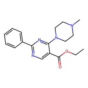 Ethyl 4-(4-methylpiperazino)-2-phenyl-5-pyrimidinecarboxylate structure