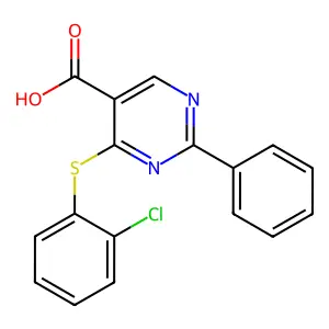 4-[(2-Chlorophenyl)sulfanyl]-2-phenyl-5-pyrimidinecarboxylic acid structure