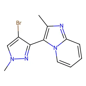 3-(4-bromo-1-methyl-1H-pyrazol-3-yl)-2-methylimidazo[1,2-a]pyridine structure