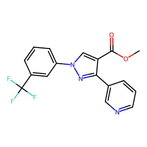 methyl 3-(3-pyridinyl)-1-[3-(trifluoromethyl)phenyl]-1H-pyrazole-4-carboxylate structure