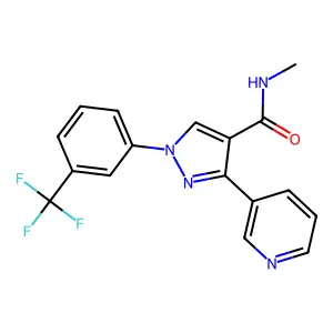 N-methyl-3-(3-pyridinyl)-1-[3-(trifluoromethyl)phenyl]-1H-pyrazole-4-carboxamide structure
