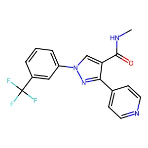 N-methyl-3-(4-pyridinyl)-1-[3-(trifluoromethyl)phenyl]-1H-pyrazole-4-carboxamide structure