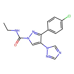 3-(4-chlorophenyl)-N-ethyl-4-(1H-1,2,4-triazol-1-yl)-1H-pyrazole-1-carboxamide structure
