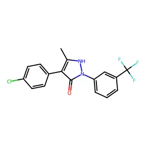 4-(4-chlorophenyl)-5-methyl-2-[3-(trifluoromethyl)phenyl]-1,2-dihydro-3H-pyrazol-3-one structure