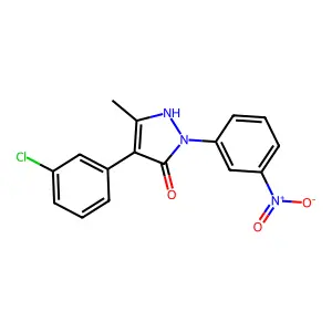 4-(3-chlorophenyl)-5-methyl-2-(3-nitrophenyl)-1,2-dihydro-3H-pyrazol-3-one structure