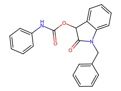 1-benzyl-2-oxo-2,3-dihydro-1H-indol-3-yl N-phenylcarbamate structure