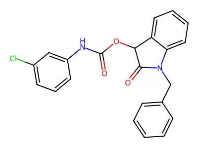 1-benzyl-2-oxo-2,3-dihydro-1H-indol-3-yl N-(3-chlorophenyl)carbamate structure