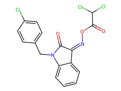 [[1-[(4-Chlorophenyl)methyl]-2-oxoindol-3-ylidene]amino] 2,2-dichloroacetate structure