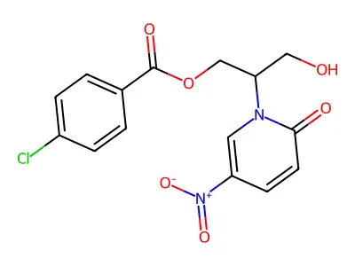 3-hydroxy-2-[5-nitro-2-oxo-1(2H)-pyridinyl]propyl 4-chlorobenzenecarboxylate structure