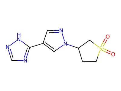 3-[4-(1H-1,2,4-triazol-5-yl)pyrazol-1-yl]thiolane 1,1-dioxide structure