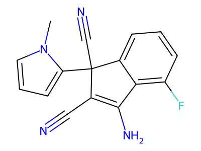 3-amino-4-fluoro-1-(1-methyl-1H-pyrrol-2-yl)-1H-indene-1,2-dicarbonitrile structure