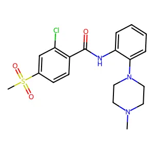 2-chloro-N-[2-(4-methylpiperazino)phenyl]-4-(methylsulfonyl)benzenecarboxamide structure