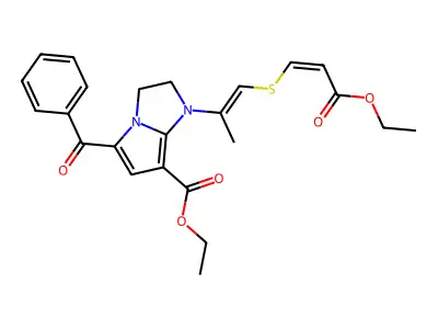 ethyl 5-benzoyl-1-[1-(3-ethoxy-3-oxoprop-1-enyl)sulfanylprop-1-en-2-yl]-2,3-dihydropyrrolo[1,2-a]imidazole-7-carboxylate structure