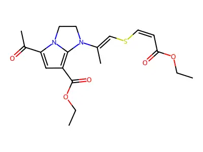 ethyl 5-acetyl-1-[1-(3-ethoxy-3-oxoprop-1-enyl)sulfanylprop-1-en-2-yl]-2,3-dihydropyrrolo[1,2-a]imidazole-7-carboxylate structure