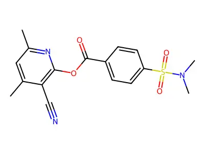 3-Cyano-4,6-dimethyl-2-pyridinyl 4-[(dimethylamino)sulfonyl]benzenecarboxylate structure